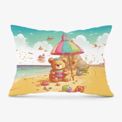 The Range Lucky Teddy Bear On A Beach Holiday Cushion - Yellow / 33cm