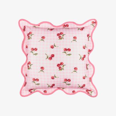 The Range Fruits Cherries Gingham Check Outdoor Cushion - Pink