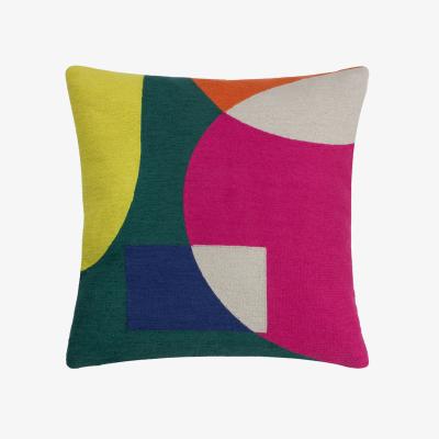 The Range Anjo Geometric Crewel Cushion - Green / Polyester