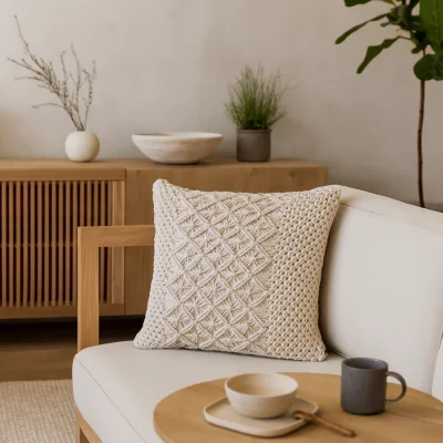 The Range Ploumanac Set of 2 Handwoven Cushions - Cream