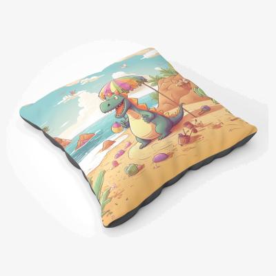 The Range Dragon On A Beach Holiday Floor Cushion - Yellow
