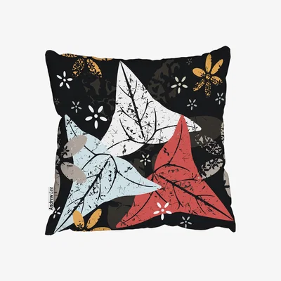 The Range Leaves And Flowers. Autumn Pattern Cushion - Black / 60cm