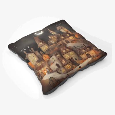 The Range Spooky Halloween Village Floor Cushion - Orange