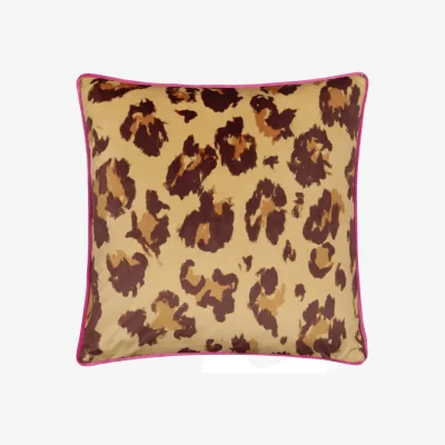 The Range True Leopard Piped Velvet Cushion - Multicolour / 100 Polyester