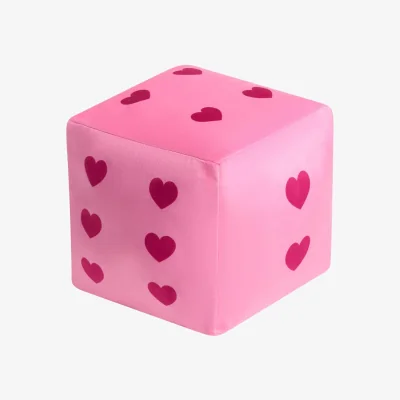 The Range OHS Heart Print Dice Cushion - Pink