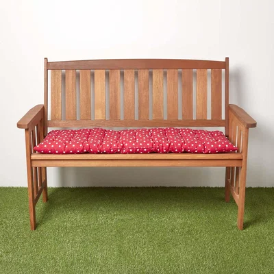The Range Polka Dot Garden Bench Pad Cushion - Red / 108cm