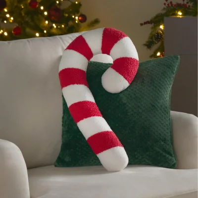 The Range Pack of Soft Plush Christmas Candy Cane Filled Cushion - Red