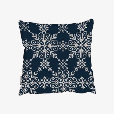 The Range Knitted Pattern Of White Snowflakes Stylish Cushion - Blue / 60cm