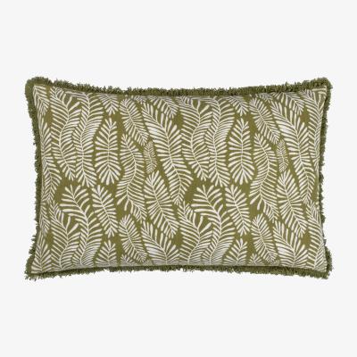 The Range Frond Abstract Cushion - Olive / Feather