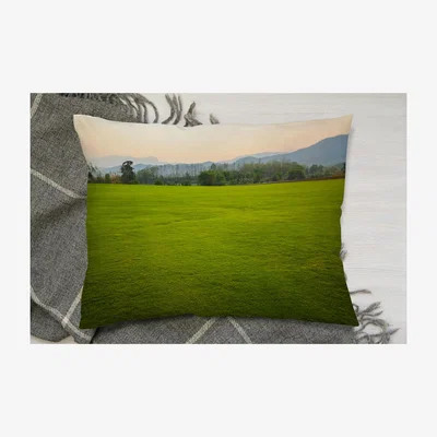 The Range Background Image Of Lush Grass Field Cushion - Green