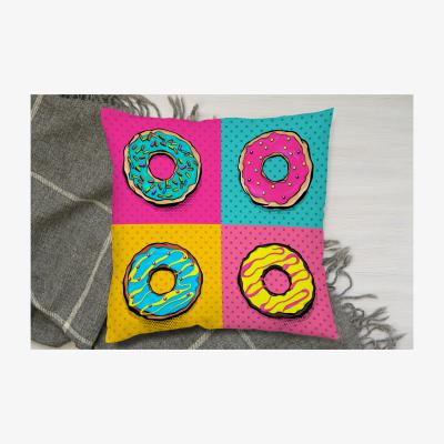 The Range Set Doughnut Sweet Food, Donut Cartoon Pop Art Style Cushion - Pink / 60