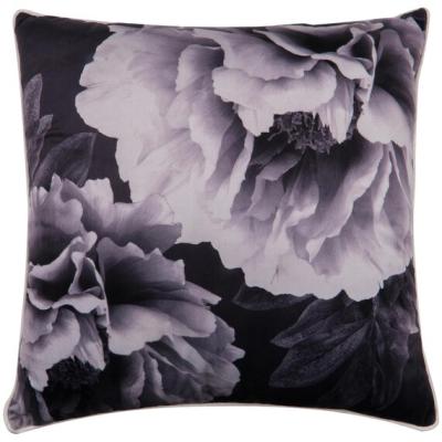 The Range Flower Printed Velvet Black/White Cushion