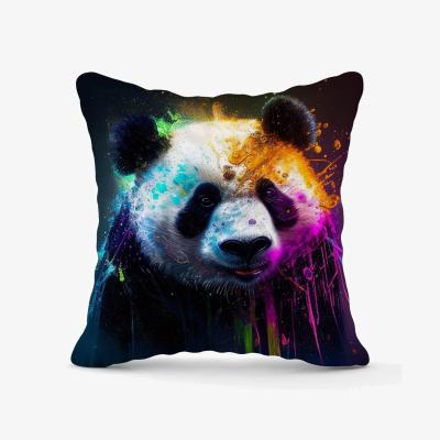 The Range Panda Face Splashart Colourful Cushion - Blue / 45cm
