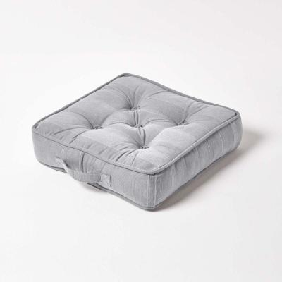 The Range Homescapes Rajput Ribbed Cotton Floor Cushion - Silver