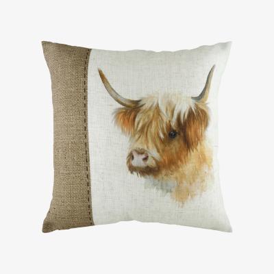 The Range Hessian Cow Cow Rectangular Cushion - White / 43cm / Feather