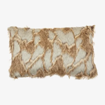 The Range Bosie Lamina Grey And Natural Fur Cushion - White