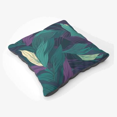The Range Green Purple Tropical Leaves Floor Cushion - Green