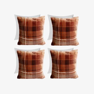 The Range Pack Of Felix Flannel Check Filled Cushions - Rust / 4