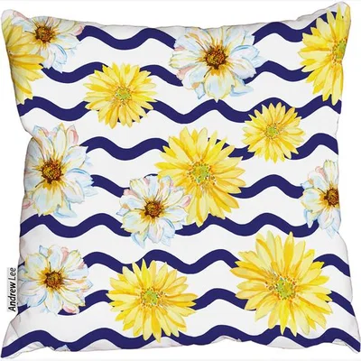 The Range White And Yellow Daisies Cushion - Yellow / 60cm