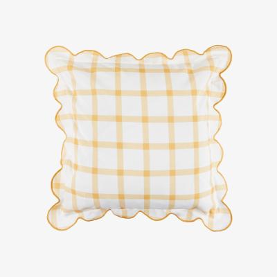 The Range Portland Check Cushion - Ochre and White