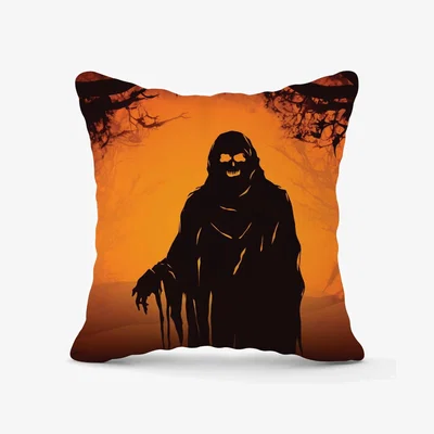 The Range A Spooky Black And Orange Ghost Cushion - Orange / 45cm