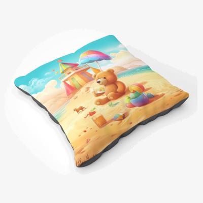The Range Bear On A Beach Holiday Floor Cushion - Yellow