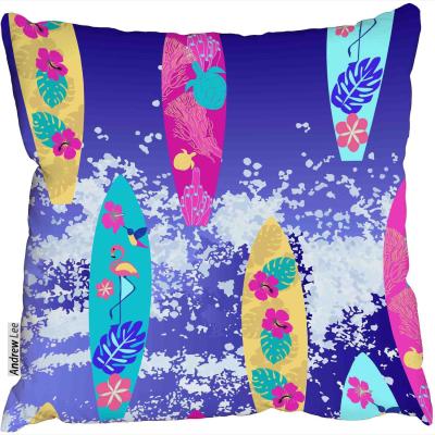 The Range Surfboard seamless pattern Outdoor Cushion - Blue / 60cm