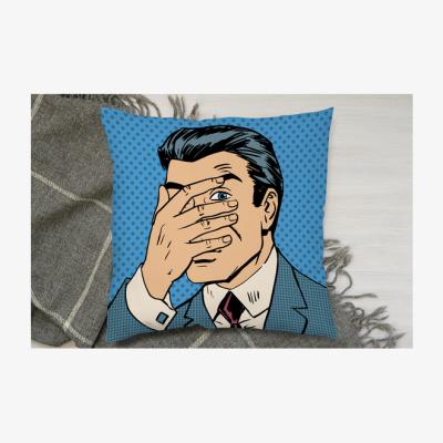 The Range Seek Game Pop Art Comics Retro Style Halftone Cushion - Blue