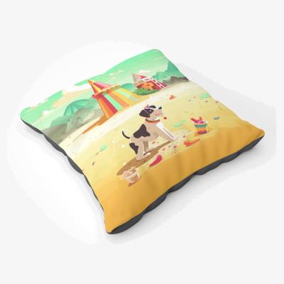 The Range Doggy On A Beach Holiday Floor Cushion - Yellow