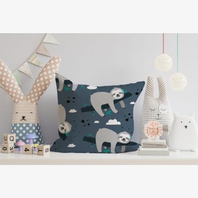 The Range Sleeping Sloth Pattern Cushion - Blue / 45cm
