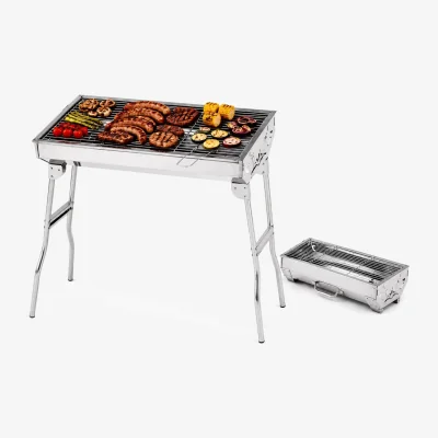 The Range Portable Charcoal BBQ Grill Folding Stainless Steel Barbecue Camping Festival