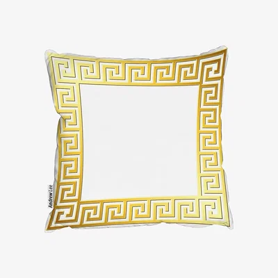 The Range Golden Greek Ornamental Frame Outdoor Cushion - Yellow / 60cm