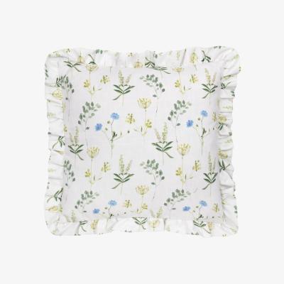 The Range Meadow Ruffle Floral Cushion - White Cornflower