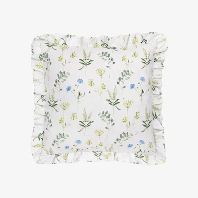 The Range Meadow Ruffle Floral Cushion - White Cornflower