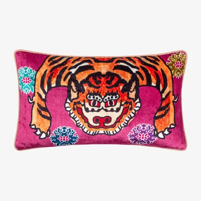 The Range Year Of The Tiger Velvet Cushion - Pink / Feather