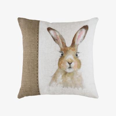 The Range Hessian Hare Hare Rectangular Cushion - White / 43cm / Feather