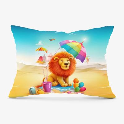 The Range Lion On A Beach Holiday Cushion - Yellow / 33cm