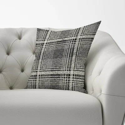 The Range Monochrome Textured Checked Pattern Cushion - Grey
