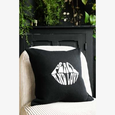 Rockett St George Peace and Love Knitted Lips Cushion
