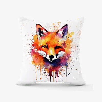 The Range Watercolour Splashart Fox Face Outdoor Cushion - Orange / 45cm