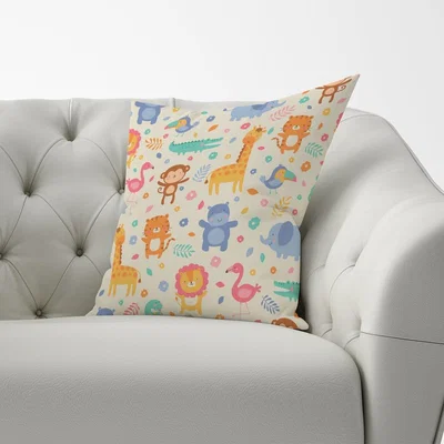 The Range Cute Pastel Jungle Animals Cushion - Yellow / 60cm