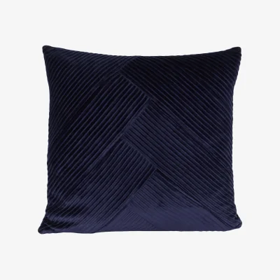 The Range Piper Pleated Velvet Cushion - Navy