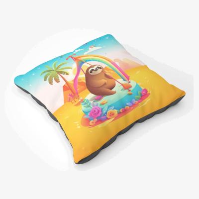 The Range Sloth On A Beach Holiday Floor Cushion - Yellow