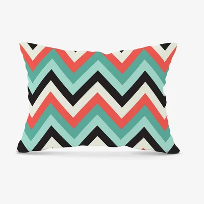 The Range Geometric Colored Chevron Pattern Cushion - Green / 28cm