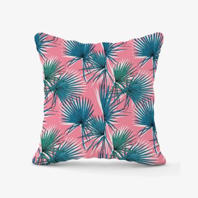 The Range Pink Green Fan Palms Outdoor Cushion - Pink / 45cm