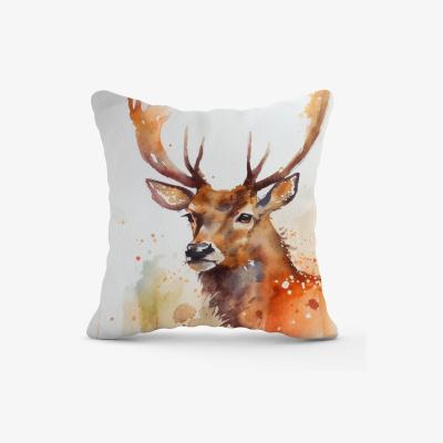 The Range Majestic Stag Watercolour Cushion - Yellow