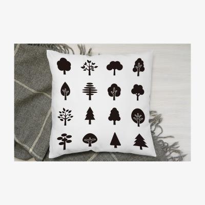 The Range Tree Silhouette Illustrations Cushion - White / 45