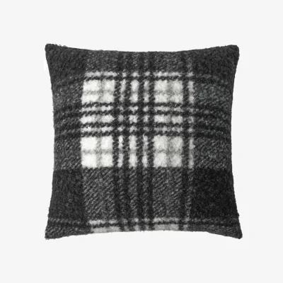 The Range Fraser Check Faux Wool Cushion - Monochrome