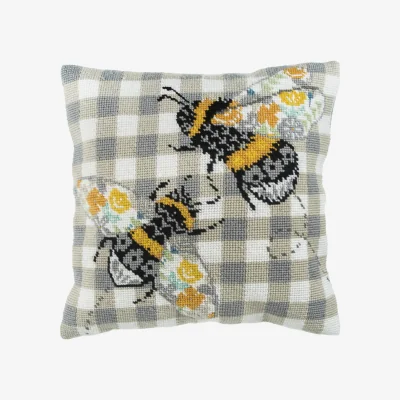 The Range Trimits Half Stitch Cushion Kit - Bees - Gingham Bees