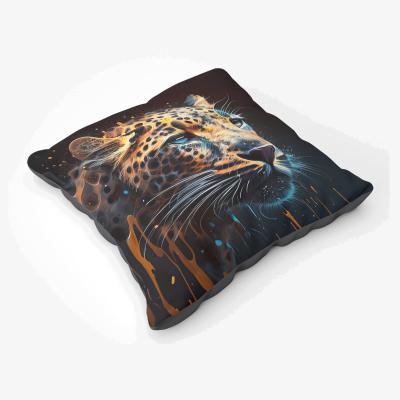 The Range Leapoard Face Splashart On Dark Background Floor Cushion - Yellow